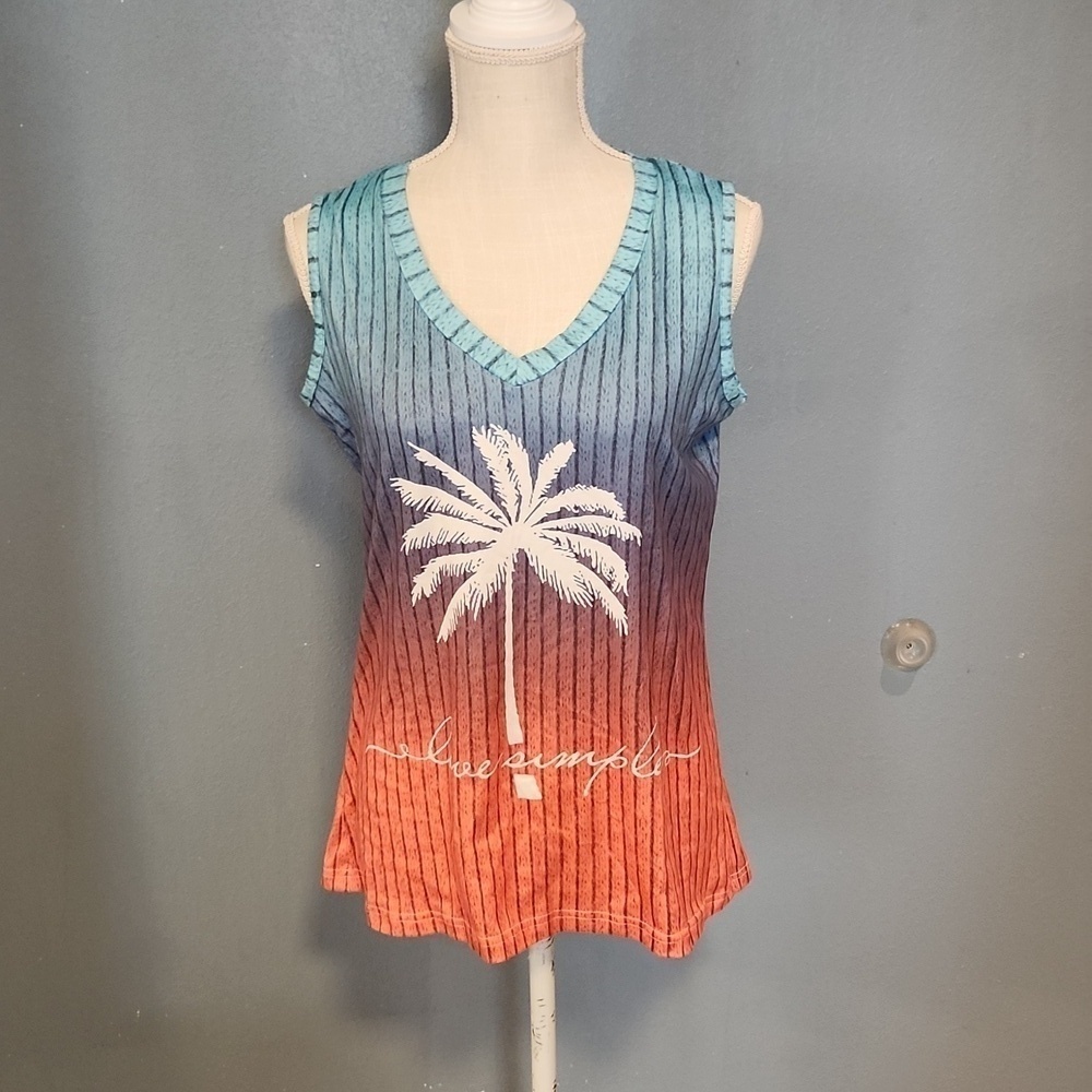 Amazon Essentials ombre summer palm tree sleeveless vneck tank top